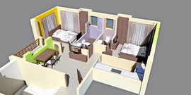 Flat A - 730 sq.ft.